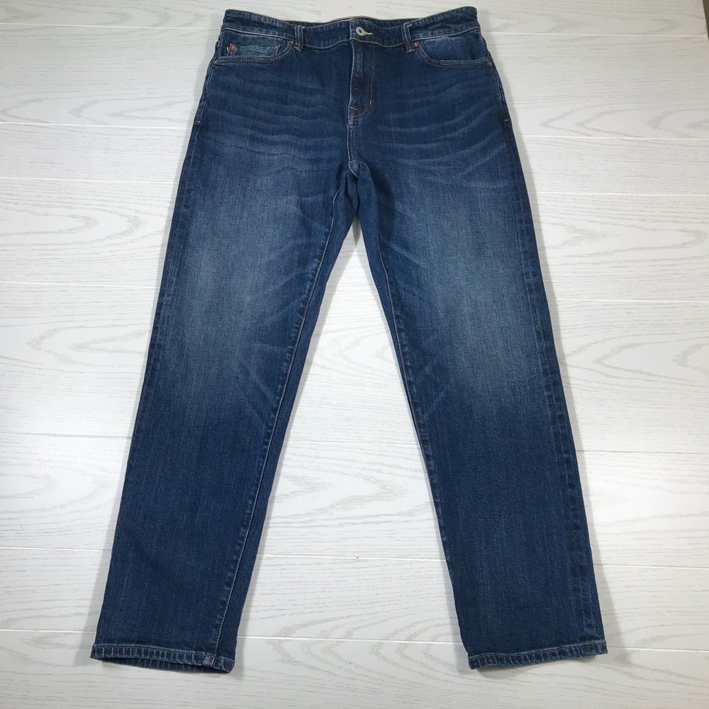 Flint and Tinder Straight Fit Selvedge Jeans Men 34x30 Blue Straight Fit Preppy